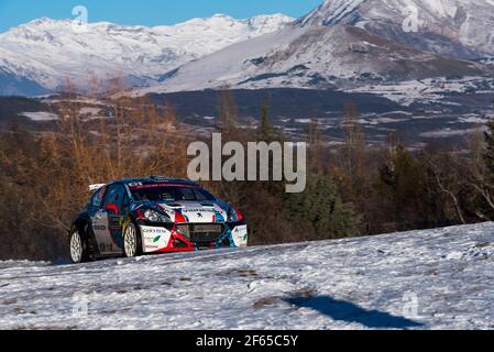 43 Giordano Quentin, Roux Thomas, Peugeot 208 R5 im Einsatz während der Rallye-Weltmeisterschaft 2017, Rallye Monte Carlo vom 19. Bis 22. Januar in Monaco - Foto Brieuc Mercière/ Austral / DPPI Stockfoto