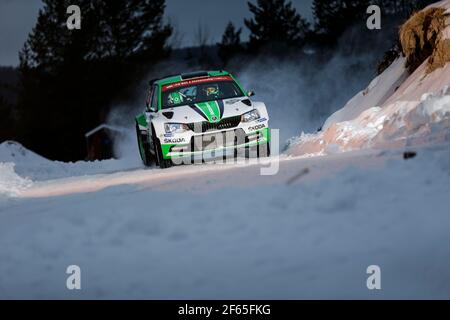 32 Skoda Motorsport, Tidemand Pontus, Andersson Jonas, Skoda Fabia R5 im Einsatz während der WRC World Rally Car Championship 2017, Schweden Rallye vom 9. Bis 12. Februar, in Hagfors - Foto Bastien Baudin / DPPI Stockfoto