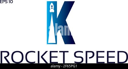 Buchstabe K Rocket Logo Design Vektor Raumschiff Fliegen Vektor-Symbol Icon Initial Dream Stock Vektor