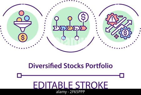 Symbol für das Konzept des diversifizierten Aktienportfolios Stock Vektor