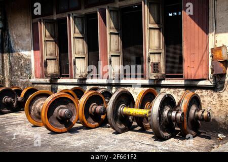 Schwerindustrie Fabrik, Produktion der Stahlzugräder Stockfoto