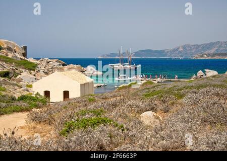 Isola dei Cavoli mit Leuchtturm, Villasimius Stockfoto