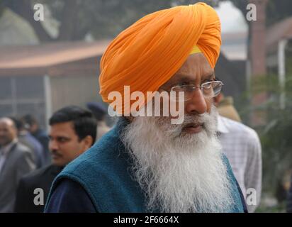 Prem Singh Chandumajra, Generalsekretär und Sprecher des Shiromani Akali Dal (SAD) und ehemaliges Parlamentsmitglied von Anandpur Sahib. Er ist al Stockfoto