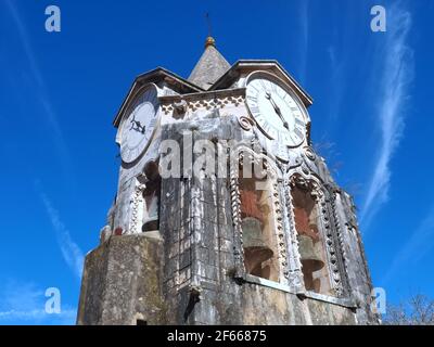 Gotische Kirche Igreja de Nossa Senhora do popula in Caldas da Rheinha, Zentralportugal Stockfoto