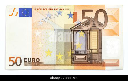 Banknote in 50 Euro Nahaufnahme und hochwertiger Phoyo Stockfoto