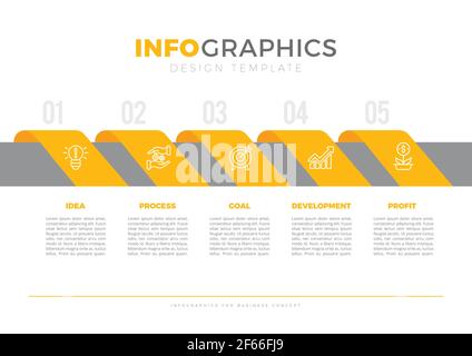 Infografik Design mit 5 Optionen oder Schritten. Infografiken für das Geschäftskonzept. Stock Vektor