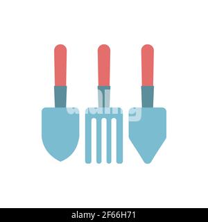 Gartengeräte Vektorgrafik in flacher Ausführung Stock Vektor