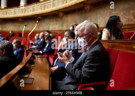 Paris, Frankreich. März 2021, 30th. Paris: Wöchentliche Fragestunde an die Regierung bei der französischen Nationalversammlung in Paris, Franc am 30. März 2021. (Foto: Lionel Urman/Sipa USA) Quelle: SIPA USA/Alamy Live News Stockfoto