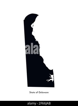 Vektor isolierte vereinfachte Illustration Symbol mit schwarzer Karte Silhouette von State of Delaware (USA). Weißer Hintergrund Stock Vektor