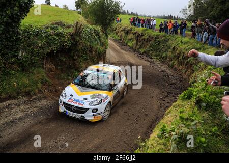 34 INGRAM Chris EDMONDSON Elliot Opel ADAM R2 Aktion während der Rallye-Europameisterschaft 2017 ERC Azoren Rallye, vom 30. März bis 1. April, in Ponta Delgada Portugal - Foto Jorge Cunha / DPPI Stockfoto