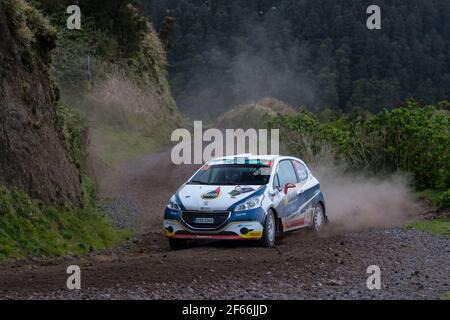 38 MARES Filip HOULSEK JAN Peugeot 208 R2 Aktion während der Rallye-Europameisterschaft 2017 ERC Azoren Rallye, vom 30. März bis 1. April, in Ponta Delgada Portugal - Foto Gregory Lenormand / DPPI Stockfoto