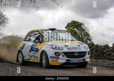 34 INGRAM Chris EDMONDSON Elliot Opel ADAM R2 Aktion während der Rallye-Europameisterschaft 2017 ERC Azoren Rallye, vom 30. März bis 1. April, in Ponta Delgada Portugal - Foto Jorge Cunha / DPPI Stockfoto