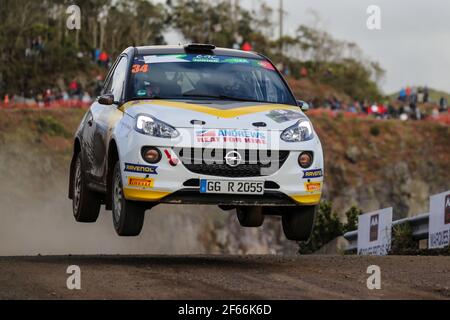 34 INGRAM Chris EDMONDSON Elliot Opel ADAM R2 Aktion während der Rallye-Europameisterschaft 2017 ERC Azoren Rallye, vom 30. März bis 1. April, in Ponta Delgada Portugal - Foto Jorge Cunha / DPPI Stockfoto