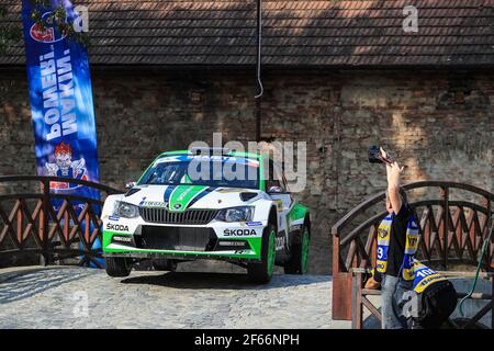 02 KOPECKY Jan (CZE) DRESLER Pavel (CZE) Skoda Fabia R5 Aktion während der Rallye-Europameisterschaft 2017 ERC Barum Rallye, vom 25. Bis 27. August, in Zlin, Tschechische Republik - Foto Jorge Cunha / DPPI Stockfoto