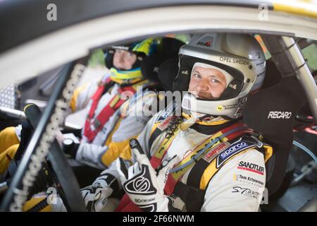 KRISTENSSON Tom (SWE), APPELSKOG Henrik (SWE), ADAC OPEL RALLYE JUNIOR TEAM, Opel ADAM R2, Portrait während der Rallye-Europameisterschaft 2018 PZM Rallye Polen in Mikolajki vom 21. Bis 23. September - Foto Gregory Lenormand / DPPI Stockfoto