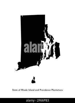 Vektor isoliert vereinfachte Illustration Symbol mit schwarzer Karte Silhouette des Staates Rhode Island und Providence Plantations (USA). Weißer Hintergrund Stock Vektor