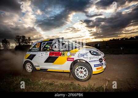 23 KRISTENSSON Tom (SWE), APPELSKOG Henrik (SWE), ADAC OPEL RALLYE JUNIOR TEAM, Opel ADAM R2, Aktion während der Rallye-Europameisterschaft 2018 in Polen auf Mikolajki vom 21. Bis 23. September - Foto Thomas Fenetre / DPPI Stockfoto