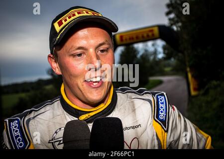 KRISTENSSON Tom (SWE), APPELSKOG Henrik (SWE), ADAC OPEL RALLYE JUNIOR TEAM, Opel ADAM R2, Porträt, Sieger bei der Rallye-Europameisterschaft 2018 in Polen auf Mikolajki vom 21. Bis 23. September - Foto Thomas Fenetre / DPPI Stockfoto