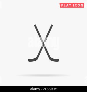 Gekreuzte Hockey Sticks flache Vektor-Symbol. Handgezeichnete Design-Illustrationen. Stock Vektor