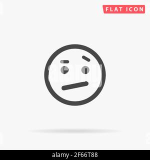 Symbol für den flachen Vektor des verdächtigen Gesichts. Handgezeichnete Design-Illustrationen. Stock Vektor