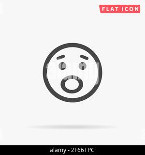 Symbol für flache Vektorgrafik für Überraschungsgesicht. Handgezeichnete Design-Illustrationen. Stock Vektor