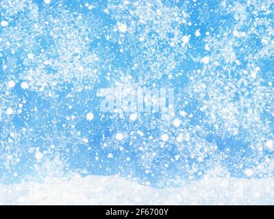 Schneefall Hintergrund auf blauen Himmel Hintergründe Stockfoto