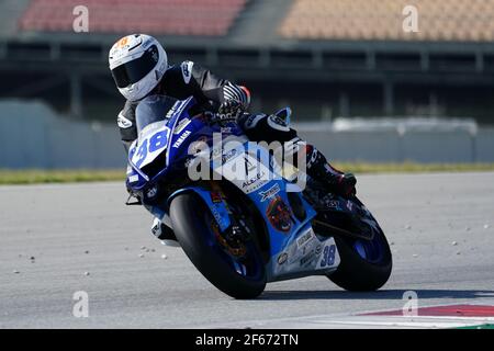 Barcelona, Spanien. März 2021, 30th. Superbikes, WorldSSP600, Tag 2 Tests auf dem Circuit Barcelona-Catalunya; H. Soomer auf Yamaha YZF R6 von Kallio Racing Credit: Action Plus Sports/Alamy Live News Stockfoto