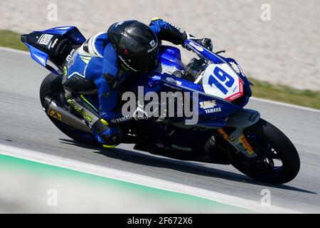 Barcelona, Spanien. März 2021, 30th. Superbikes, WorldSSP600, Tag 2 Tests auf dem Circuit Barcelona-Catalunya; P. Szkopek Reiten Yamaha YZF R6 von MS Racing Credit: Action Plus Sports/Alamy Live News Stockfoto