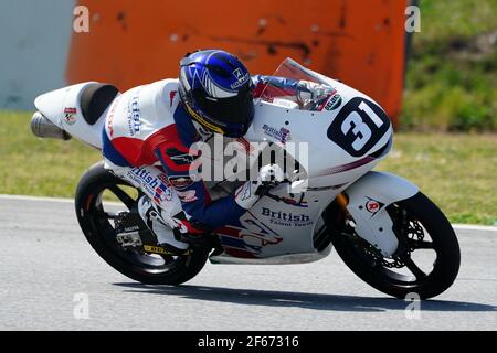 Barcelona, Spanien. März 2021, 30th. Superbikes, WorldSSP600, Tag 2 Tests auf dem Circuit Barcelona-Catalunya; E. O'shea (GBR) Riding Moto3 von Junior Talent Team Credit: Action Plus Sports/Alamy Live News Stockfoto