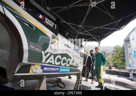 03 MARTIN Charles SALVA Thierry Skoda Fabia Ambiance Portrait während der Rallye Frankreich 2017, Rallye du Mont-Blanc vom 31. august bis 2. september in Morzine, Frankreich - Foto Gregory Lenormand / DPPI Stockfoto