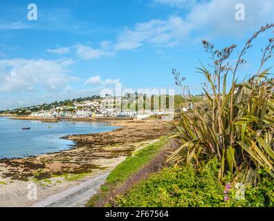 Malerische Küste des Dorfes St. Mawes, Cornwall, England, Großbritannien Stockfoto