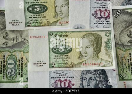 Alte deutsche Banknoten Stockfoto