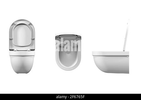 Toilettenschüssel Mockup isoliert auf weißem Hintergrund - 3D Rendern Stockfoto