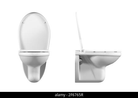 Toilettenschüssel Mockup isoliert auf weißem Hintergrund - 3D Rendern Stockfoto