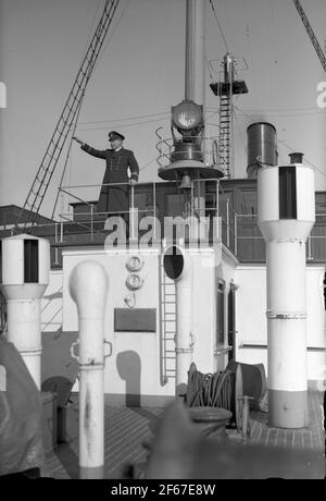 Dampffähre, S / S King Gustaf V. Kommandobrücke Stockfoto