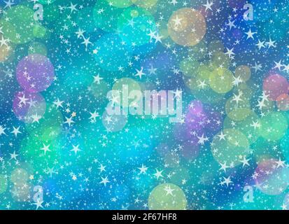 Verträumte Hintergründe von vielen fliegenden gemalten Sternen und Runden Bokeh Stockfoto