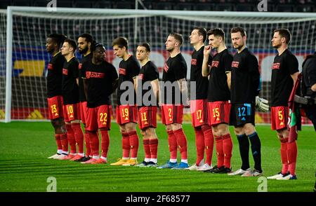 Belgiens Spieler vor dem Start eines Qualifikationsspiels Für die WM 2022 in der Gruppe E between Die belgische Nationalmannschaft Red Devils Stockfoto