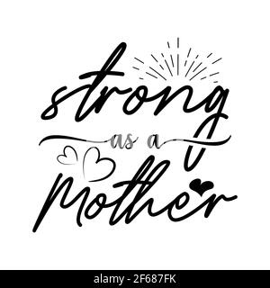Muttertag stark als Mutter Typografie Brief Handwerk oder Tshirt Design Vektor Vorlage Stock Vektor