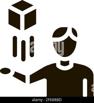 Virtual Reality repräsentatives Symbol Vektor Glyphe Illustration Stock Vektor