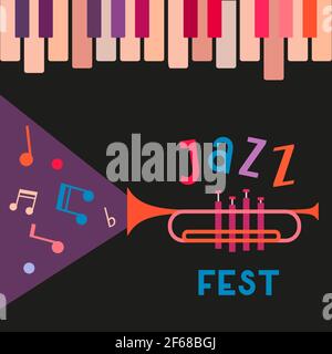 Jazz Music Fest Vintage Vector Poster Stock Vektor