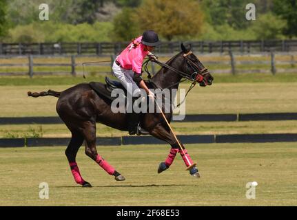 DUNDAS VS ICONICA 2021 DAMEN POLO CHAMPIONSHIPS, in Port Mayaca, Florida, 10. März 2021. Team Dundas: Nina Clarkin, Hope Arelano, Sarah Siegel Magness Foto von Jennifer Graylock-Graylock.com 917-519-7666 Stockfoto