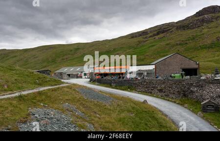 Honister Pass im Lake District, ist ein Bergpass, der Borrowdale zum Buttermere Valley in England verbindet. Stockfoto