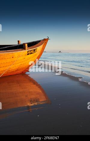 Sommermorgen am Strand von Seebad Ahlbeck am Insel Usedom Stockfoto