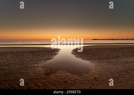 Sommermorgen am Strand von Seebad Ahlbeck am Insel Usedom Stockfoto