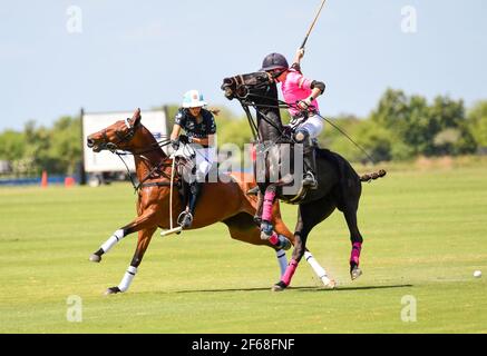 DUNDAS VS HAWAII POLO LIFE 2021 DAMEN POLO CHAMPIONSHIPS, in Port Mayaca, Florida, 10. März 2021. Team Dundas: Nina Clarkin, Hope Arelano, Sarah Siegel Magness Team Hawaii Polo Leben: Delores Onetto, Pamela Flanagan, Mia Cambiaso, Hazel Jackson. Foto von Jennifer Graylock-Graylock.com 917-519-7666 Stockfoto