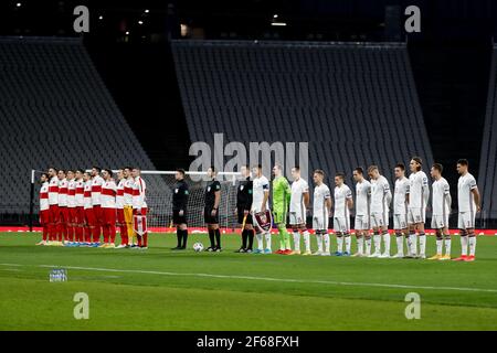 Istanbul, Türkei. März 2021, 30th. ISTANBUL, TÜRKEI - 30. MÄRZ: Spieler der Türkei und Lettlands während des WM-Qualifikationsspiels zwischen der Türkei und Lettland im Atatürk Olympiastadion am 30. März 2021 in Istanbul, Türkei (Orange Pictures) Credit: Orange Pics BV/Alamy Live News Stockfoto