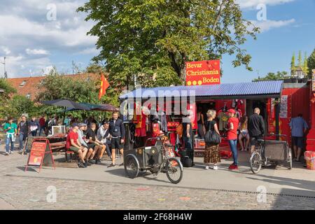 Freetown Christiania, Geschäfte und Restaurants für Touristen Stockfoto