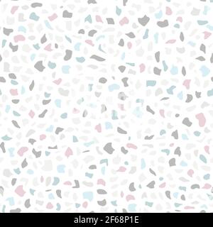Vektor nahtlose Terrazzo-Muster. Marmormosaikboden mit Natursteinen, Granit, Beton. Pastellfarben Stock Vektor
