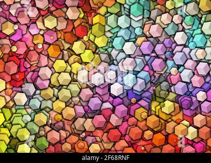 Muster aus vielen Farben Würfel. Geometrischer Hintergrund Stockfoto