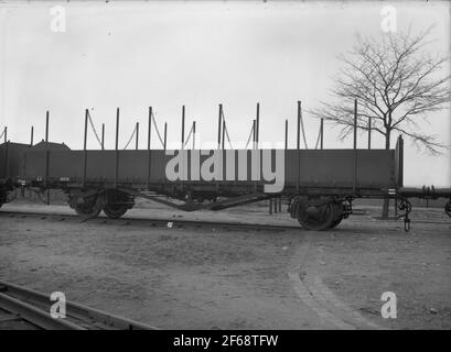 Die Staatsbahnen, SJ o 35576. Poolkarre mit Untertain. Kockums Mechanical Workshop ab Stockfoto